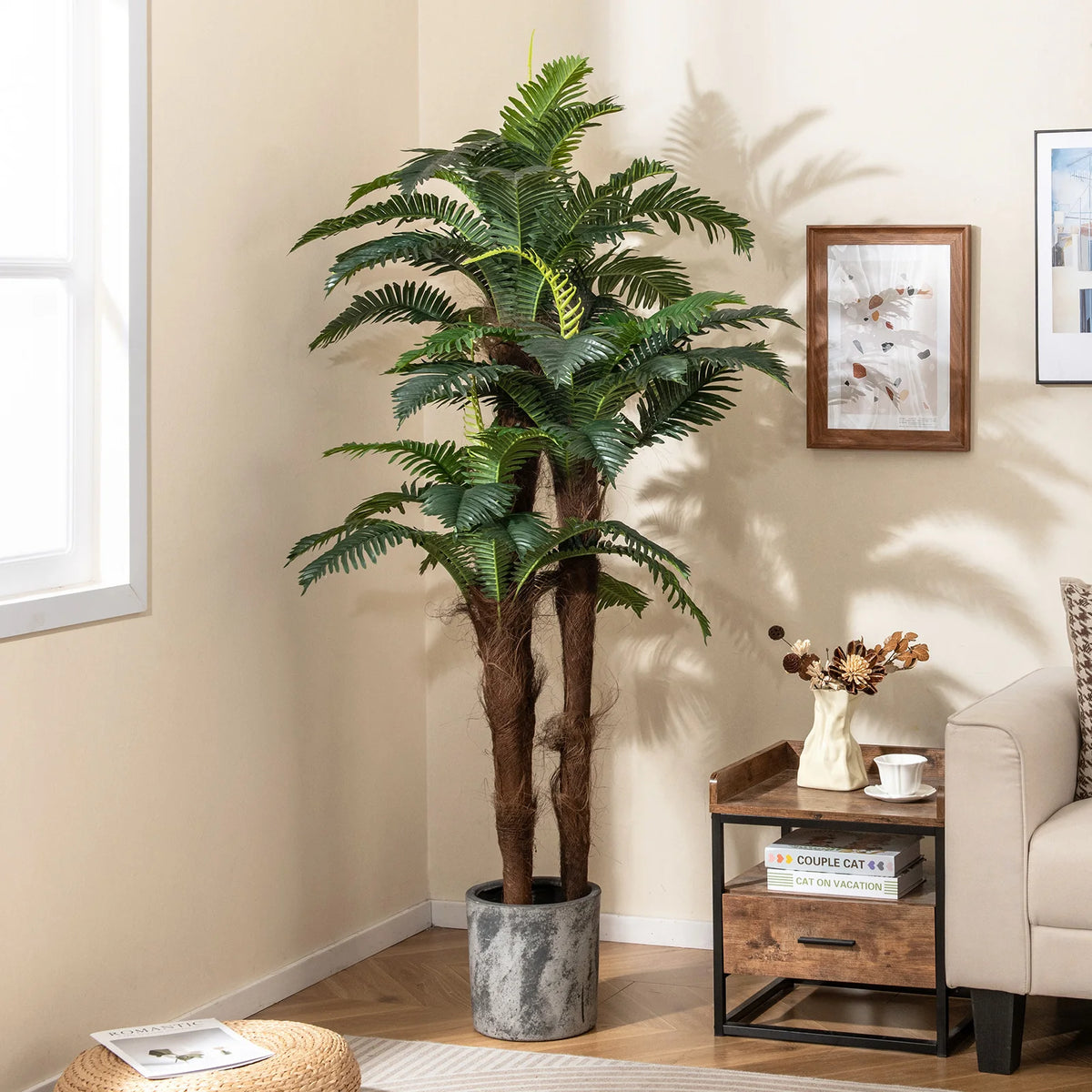 Lifezeal Artificial Palm Tree With Real Bark Texture